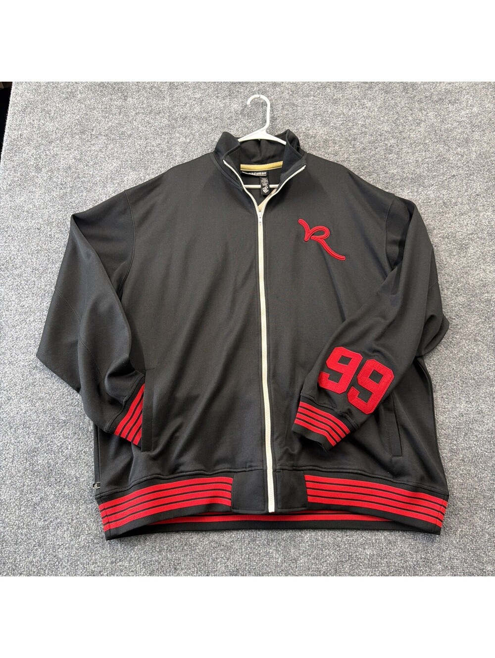 VIntage Rocawear Men’s Varsity Black Jacket 99 Size 3XL Y2K Hip Hop
